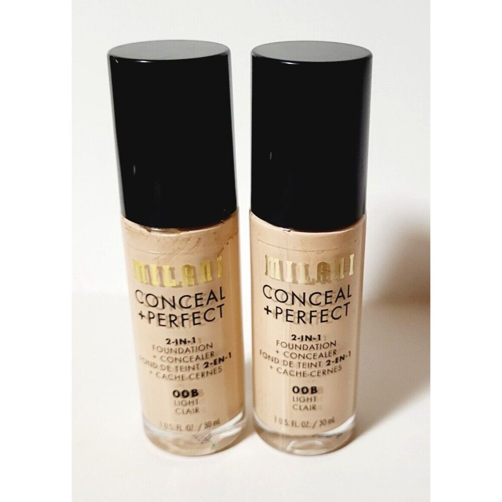 2 x Milani CONCEAL + PERFECT 2 in 1 Foundation + Concealer ~ 00B LIGHT ~ 1 fl oz